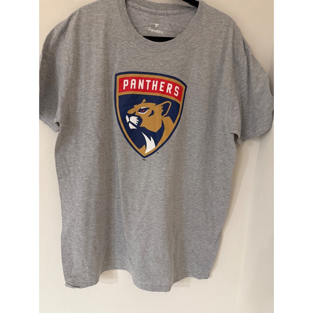 Florida Panthers Men's Fanatics Gray Short-Sleeve Logo T-Shirt Size XL- NWOT